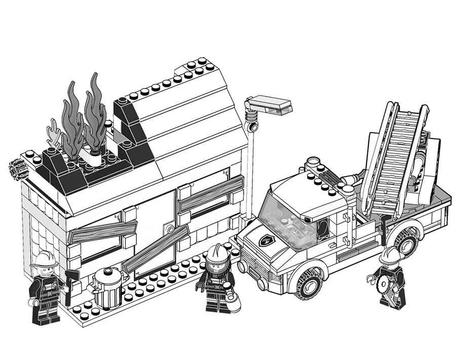 Lego Fire Truck Coloring Page