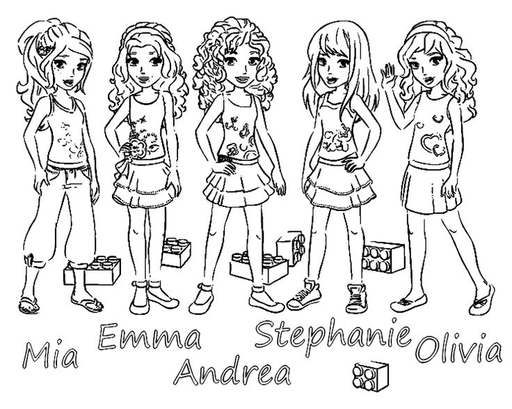 Lego Friends 5 Main Girls Coloring Page
