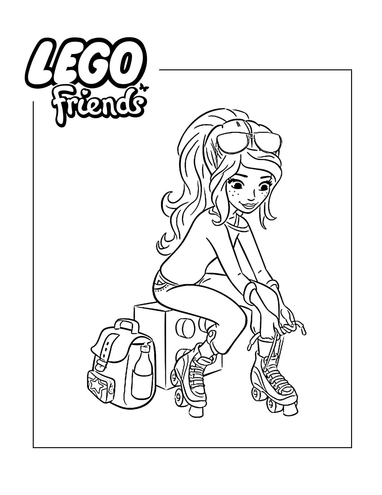 Lego Friends Mia Rollerskating Coloring Page