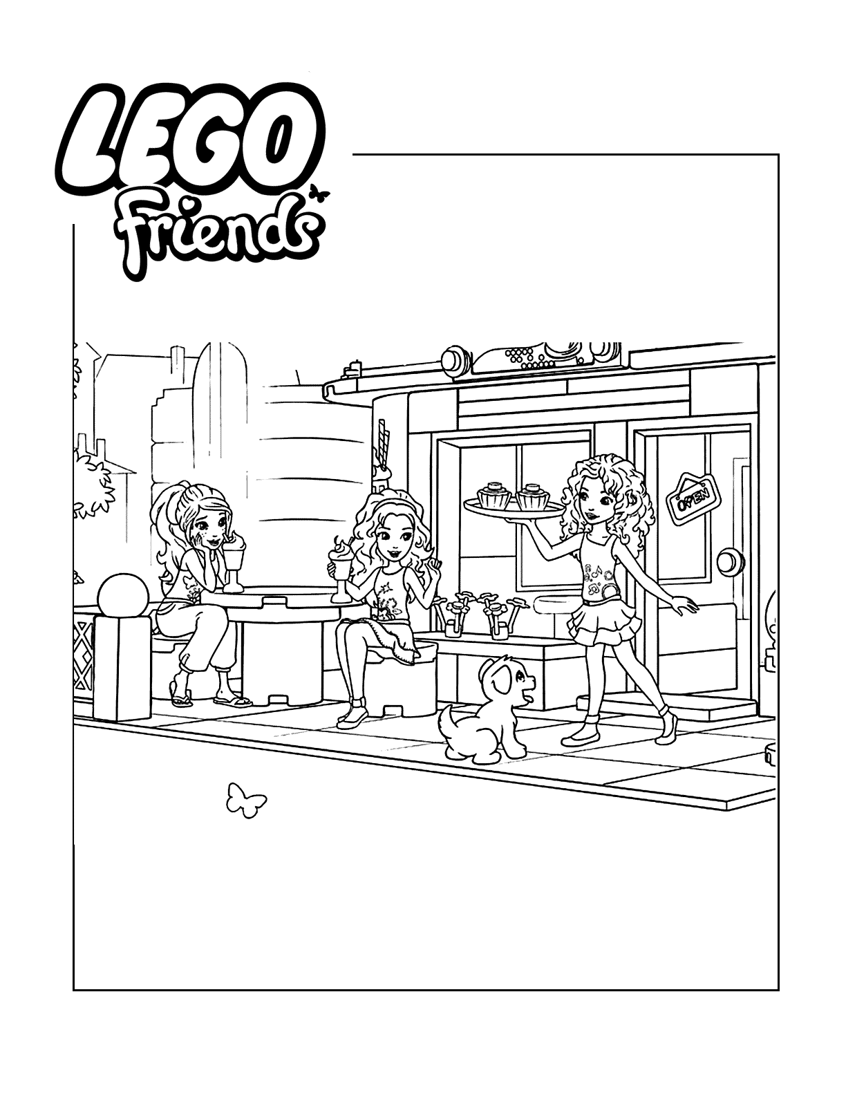 Lego Friends Outdoor Cafe Coloring Page
