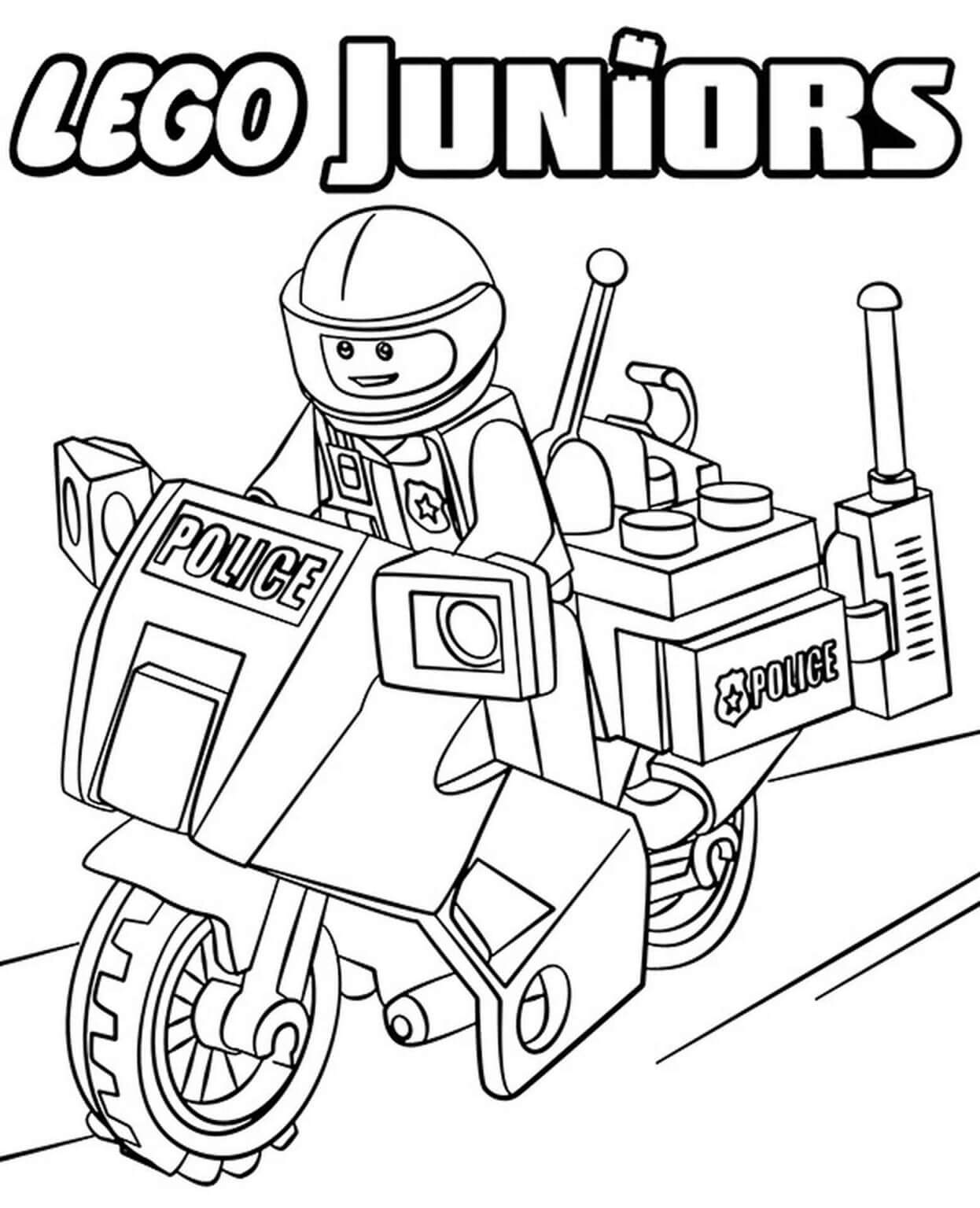 Lego Jr Police Motorcycle Coloring Page