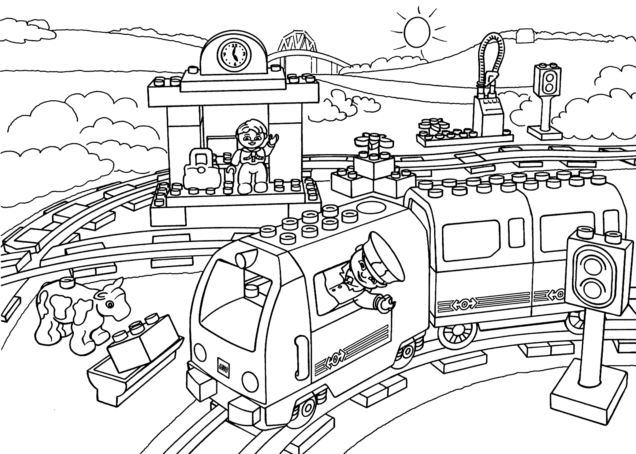 Lego Train Coloring Page