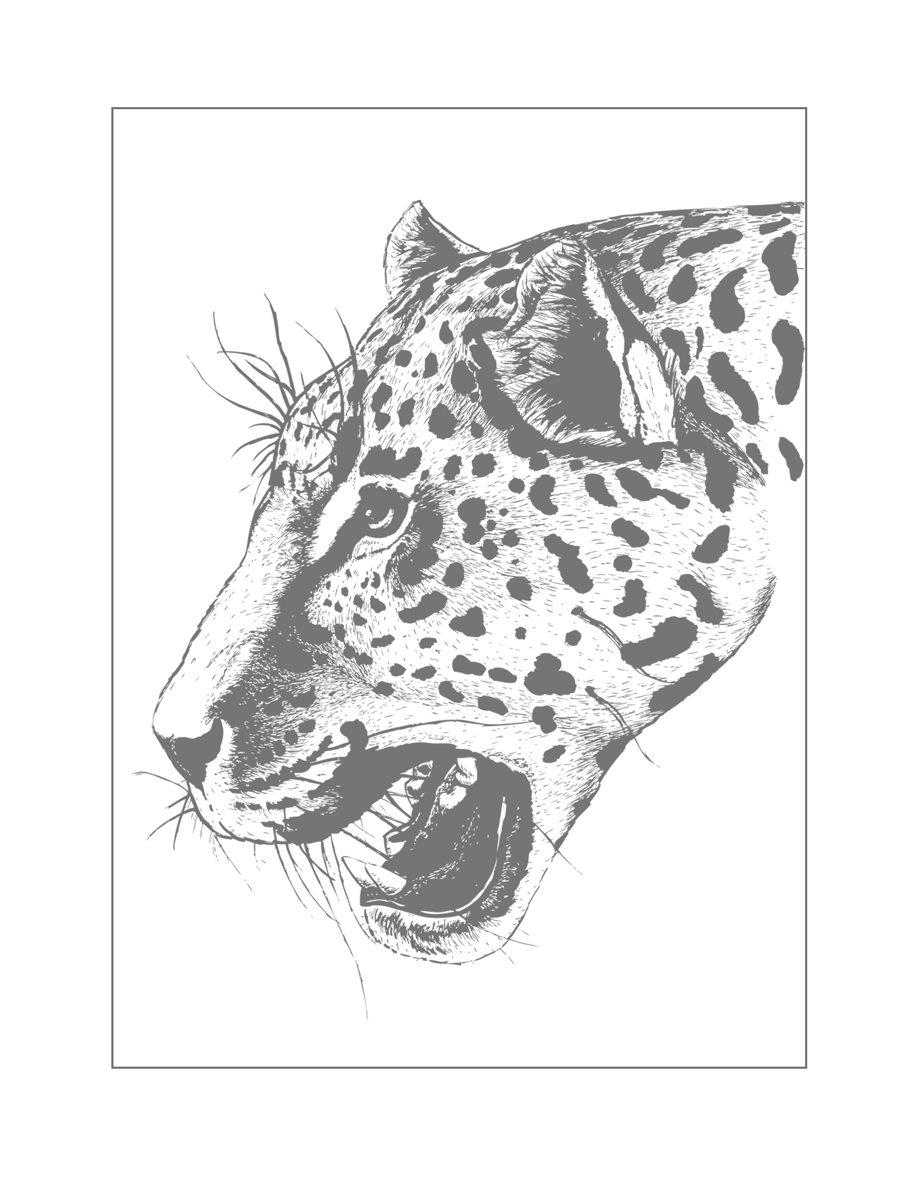 Leopard Head Traceable Coloring Page