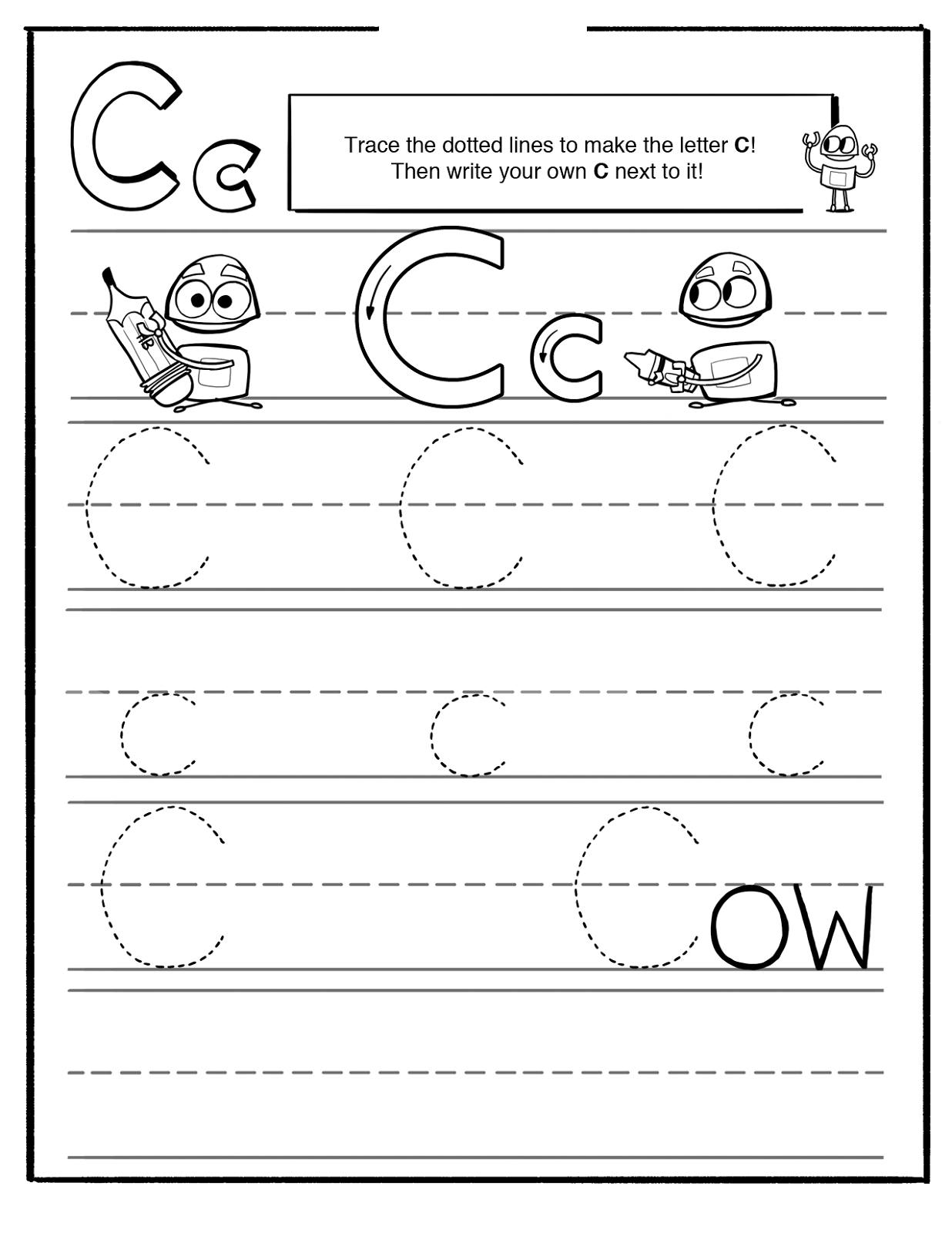Letter C Preschool Tracing Pages