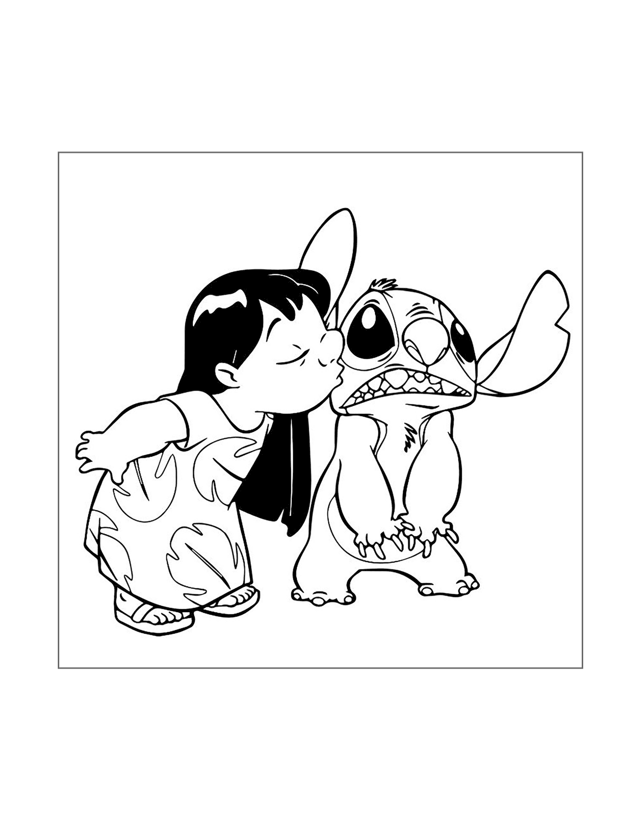 Lilo Kisses Stitch Coloring Page