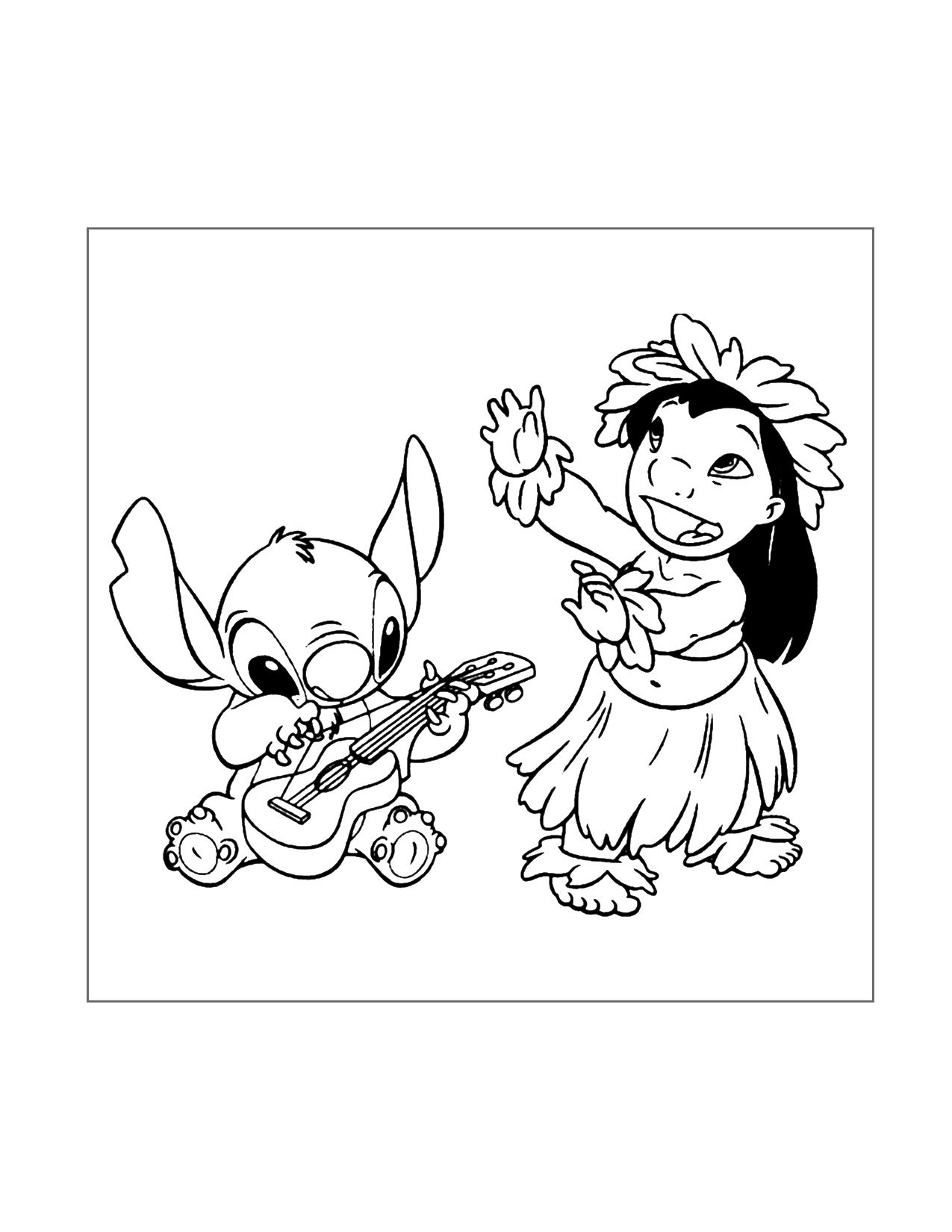 Lilo And Stitch Singing And Dancing Coloring Page