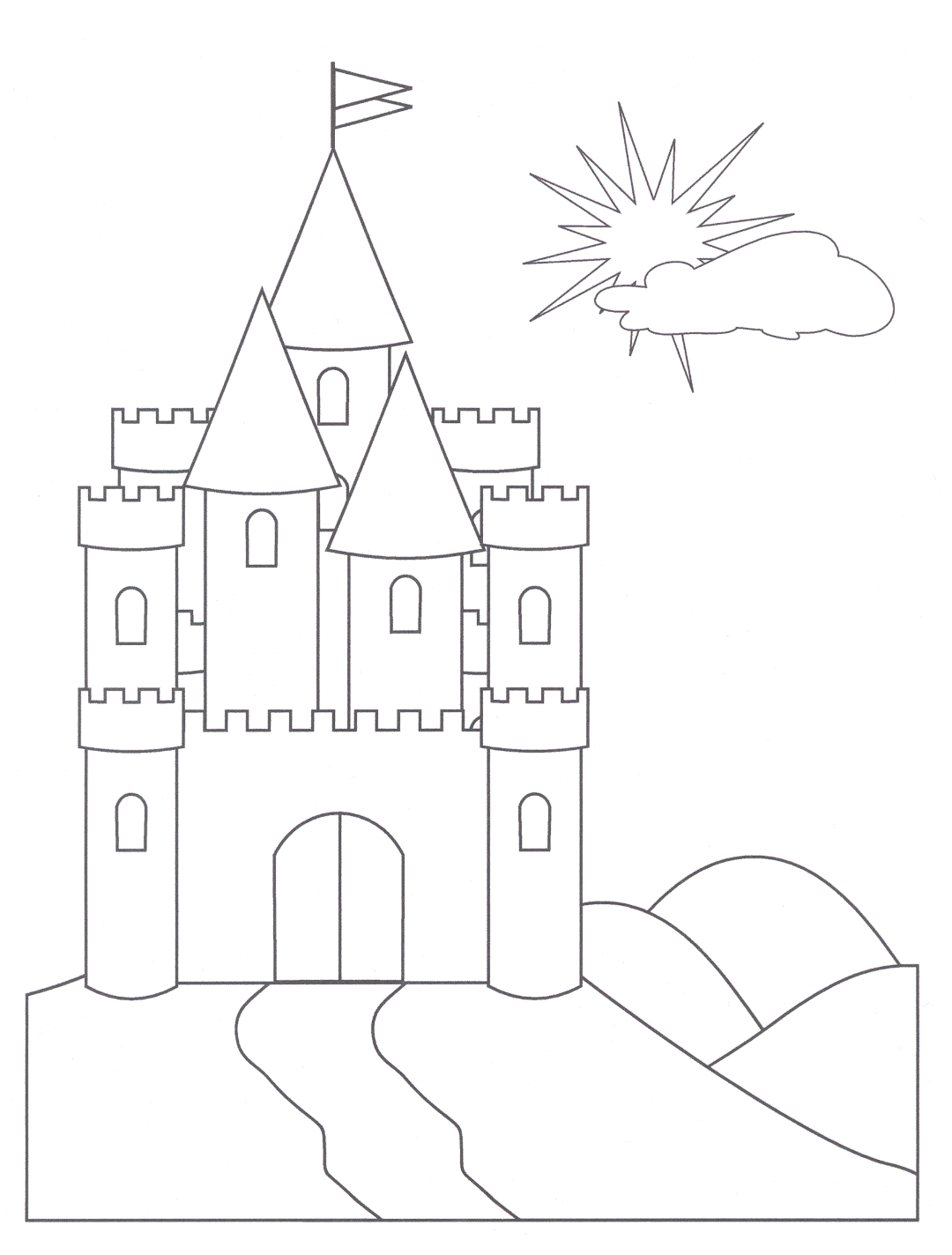 Lineart Castle Coloring Page