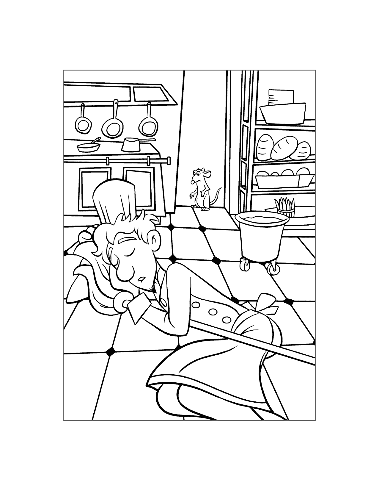 Linguini Stayed Up All Night Cleaning Coloring Page