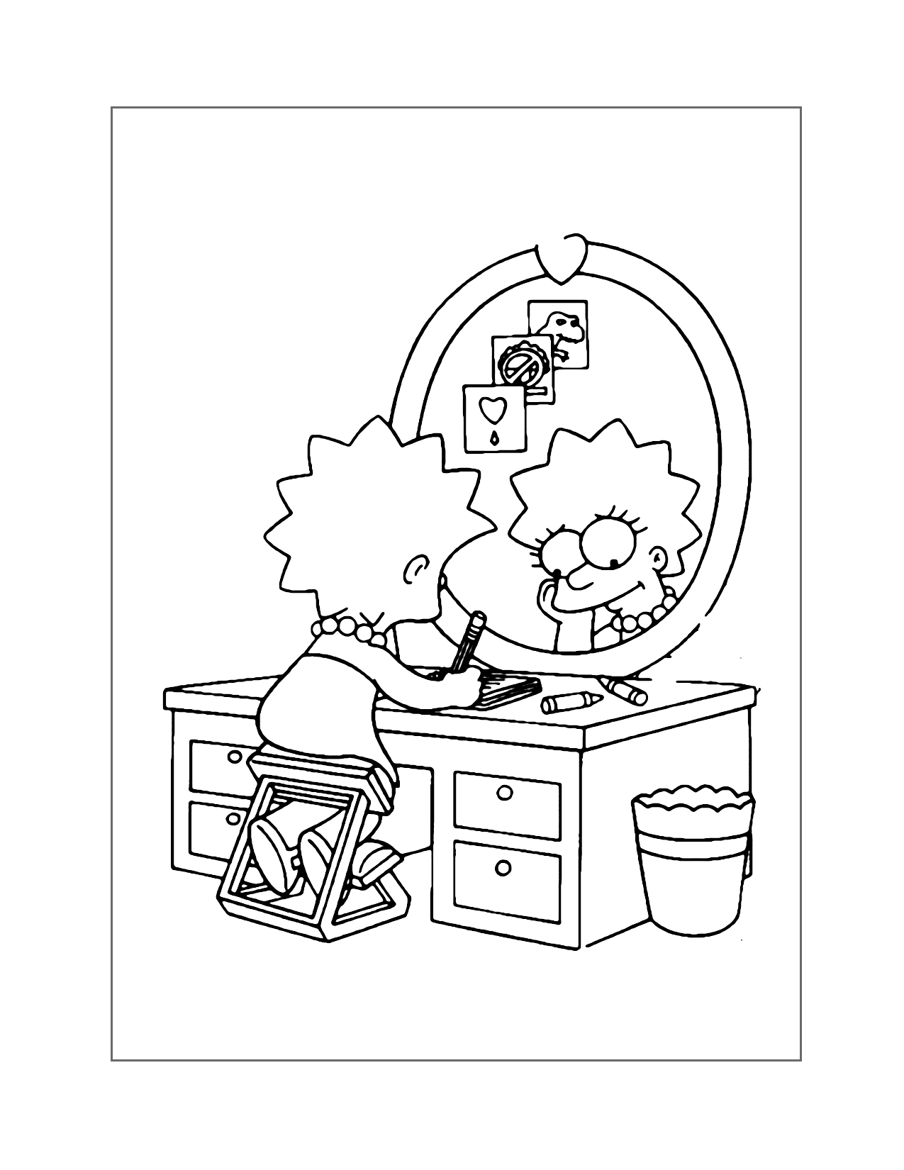 Lisa Simpson Writing A Letter Coloring Page