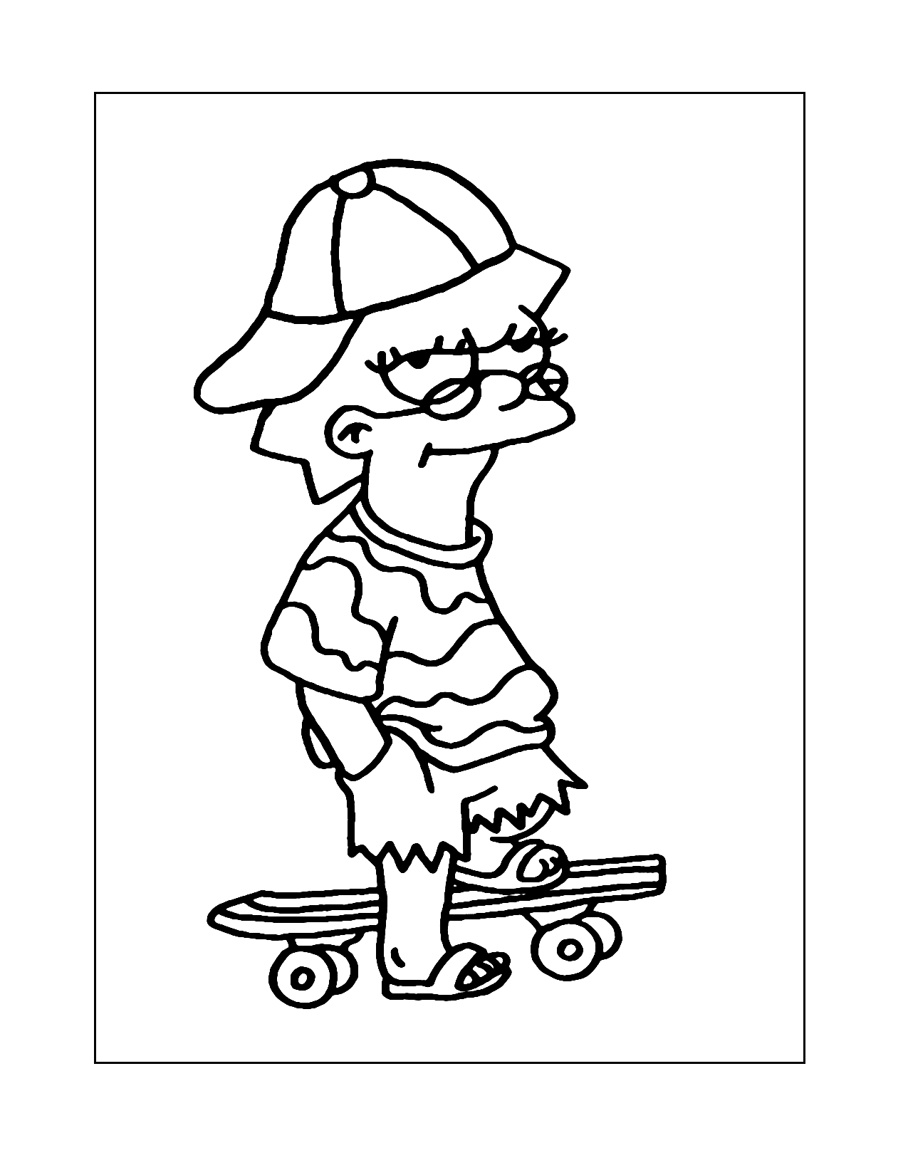Lisa Simpson With Skateboard Coloring Page
