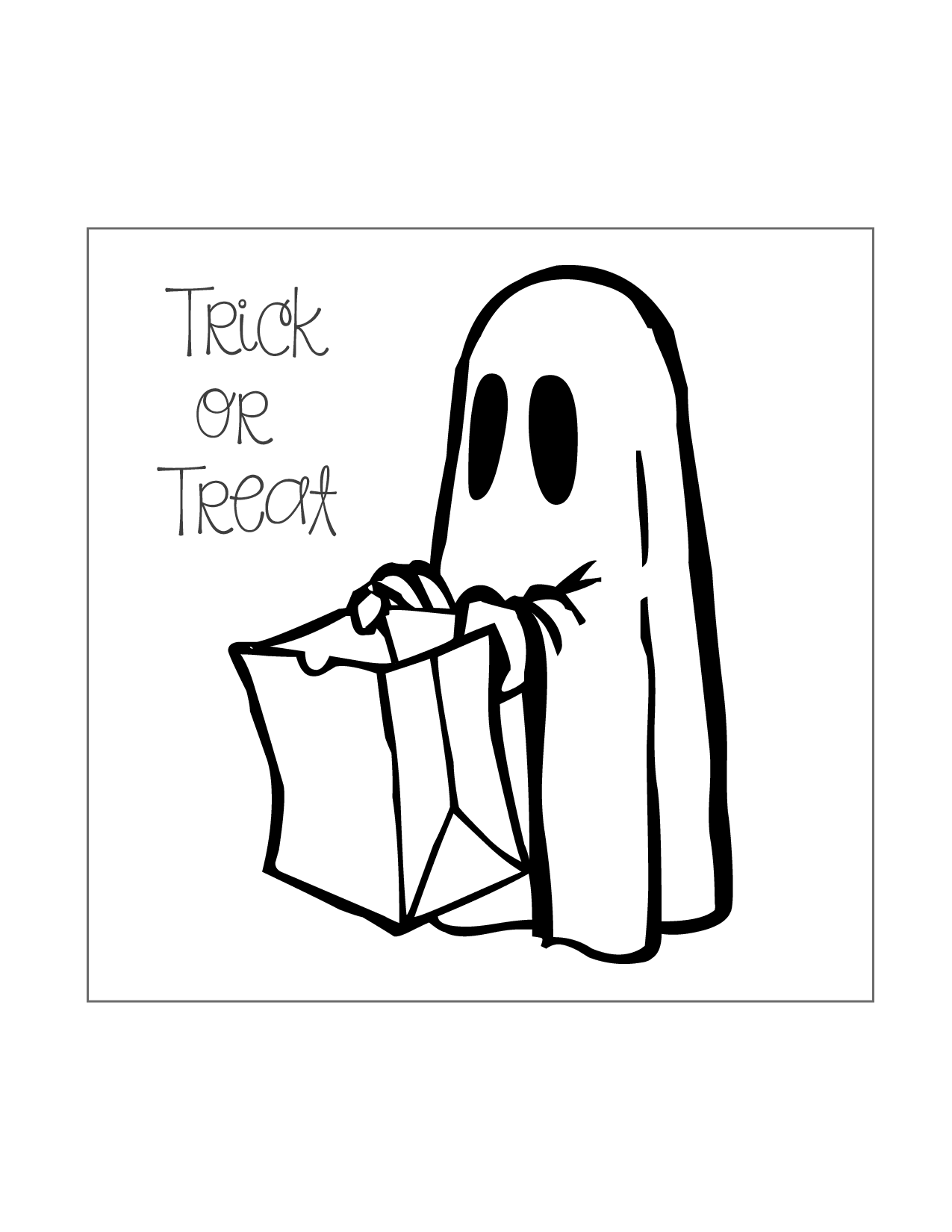 Little Ghost Trick Or Treating Coloring Page
