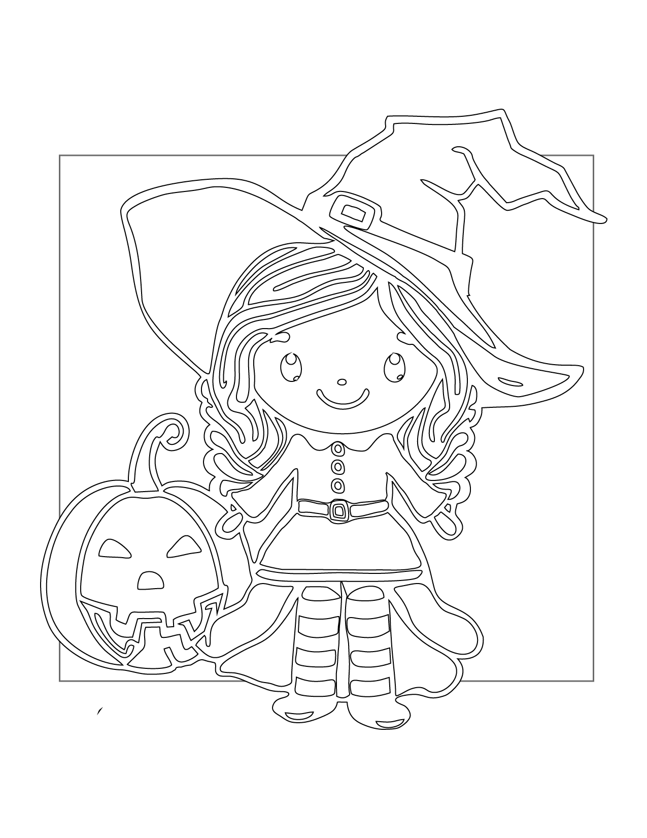 Little Girl Witch Coloring Page