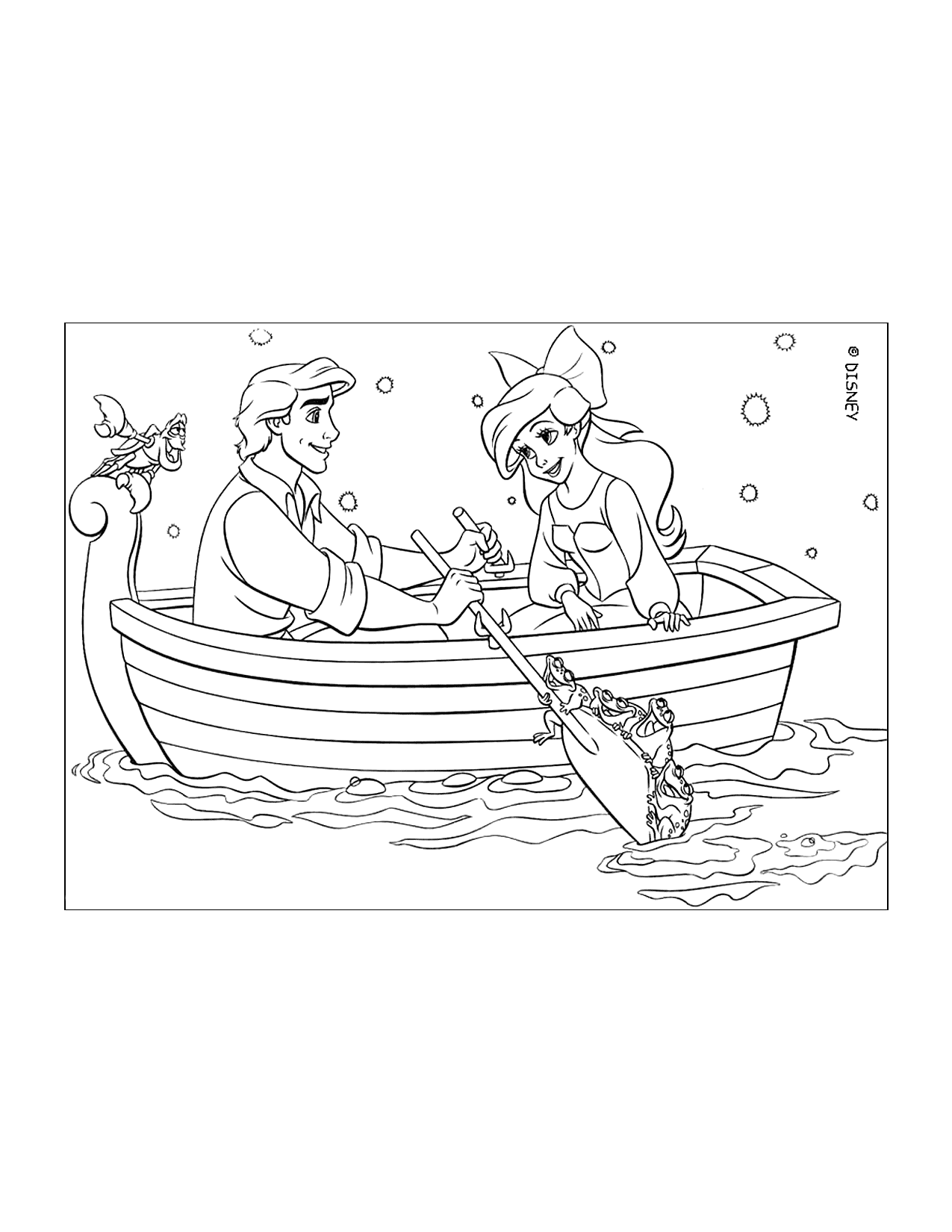 Little Mermaid Kiss The Girl Coloring Page