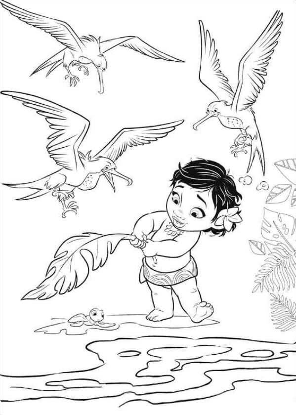 Little Moana Coloring Page