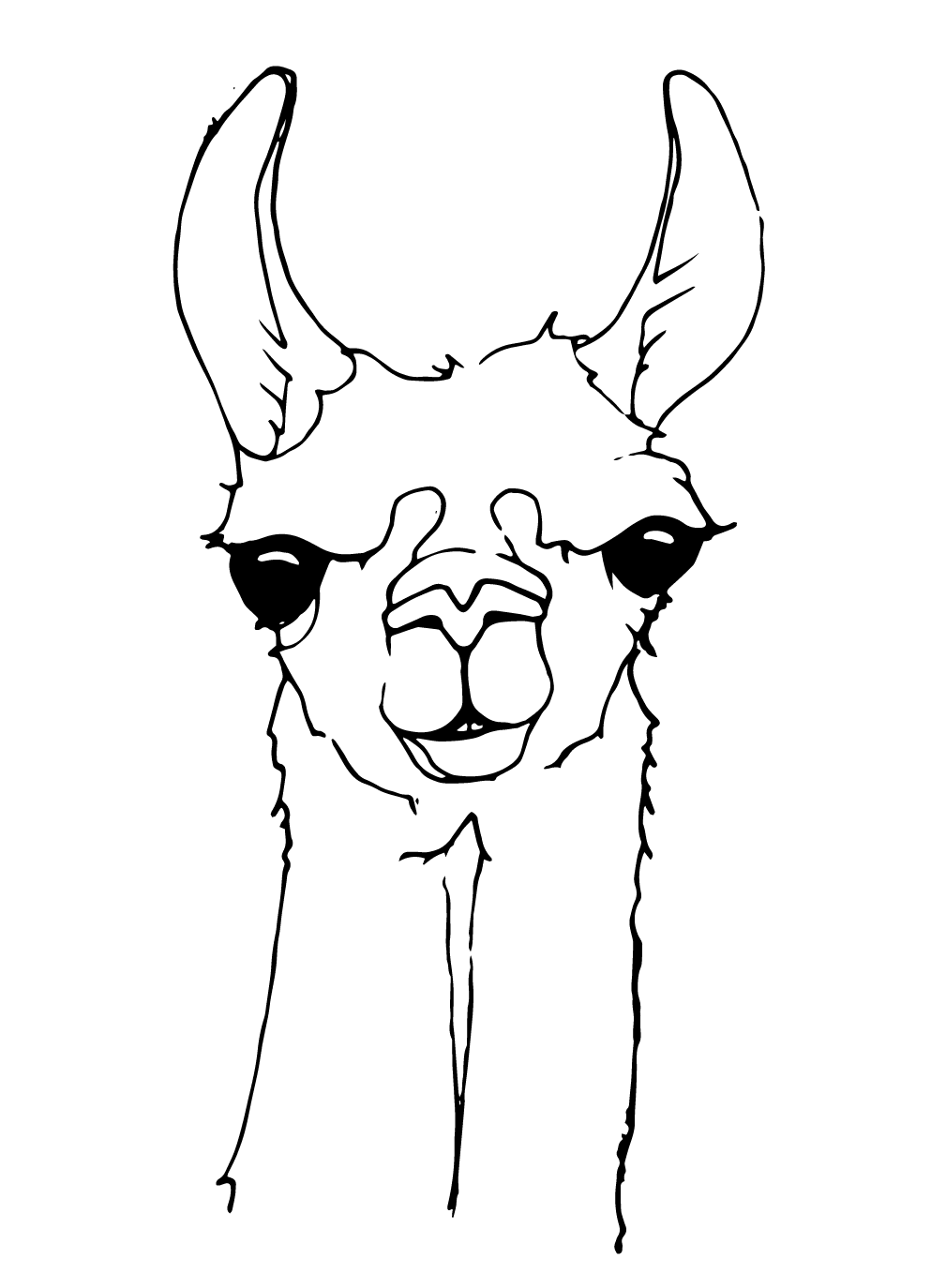 Llamas Head Coloring Page