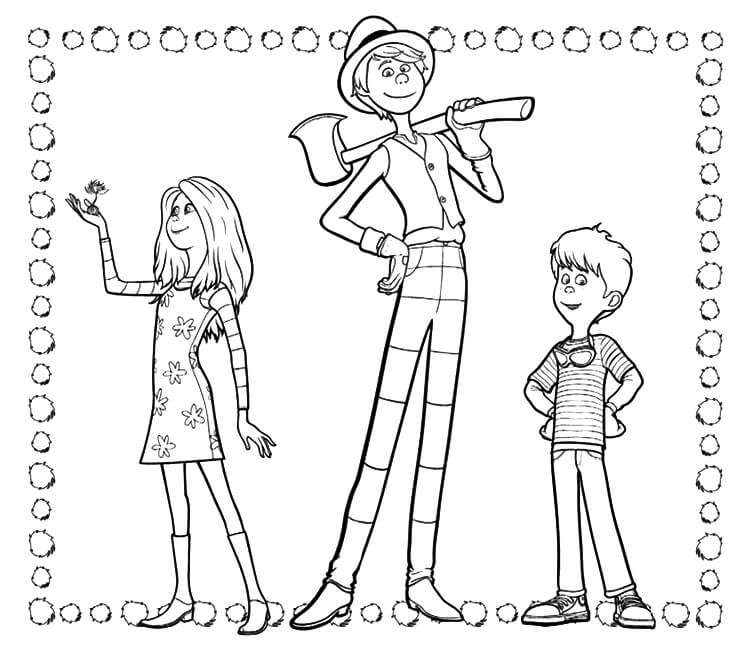 Lorax Movie Characters Ted Audrey Onceler Coloring Page