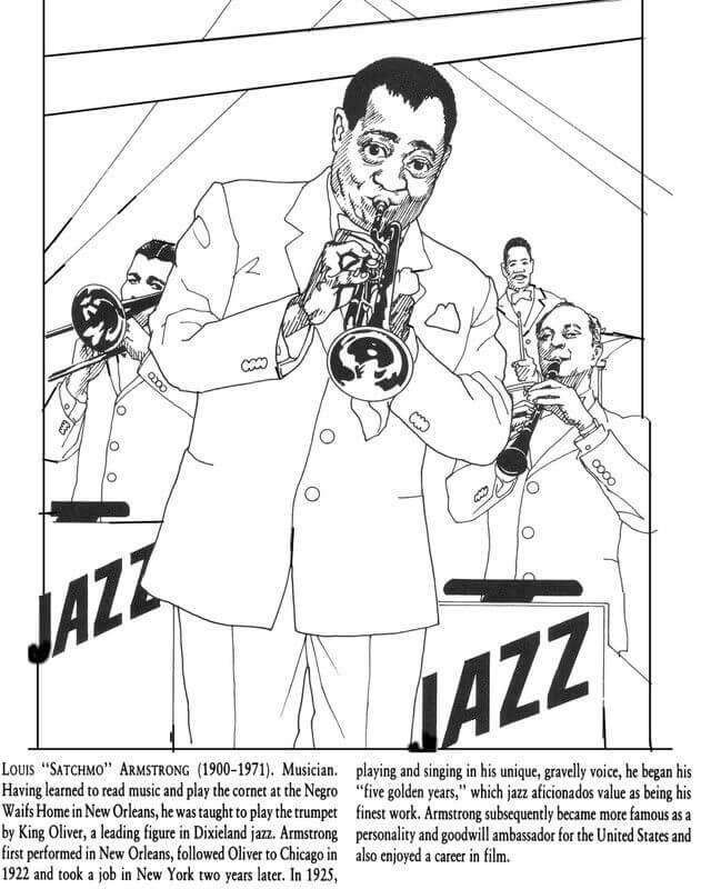 Louis Armstrong Black History Month Coloring Pages2