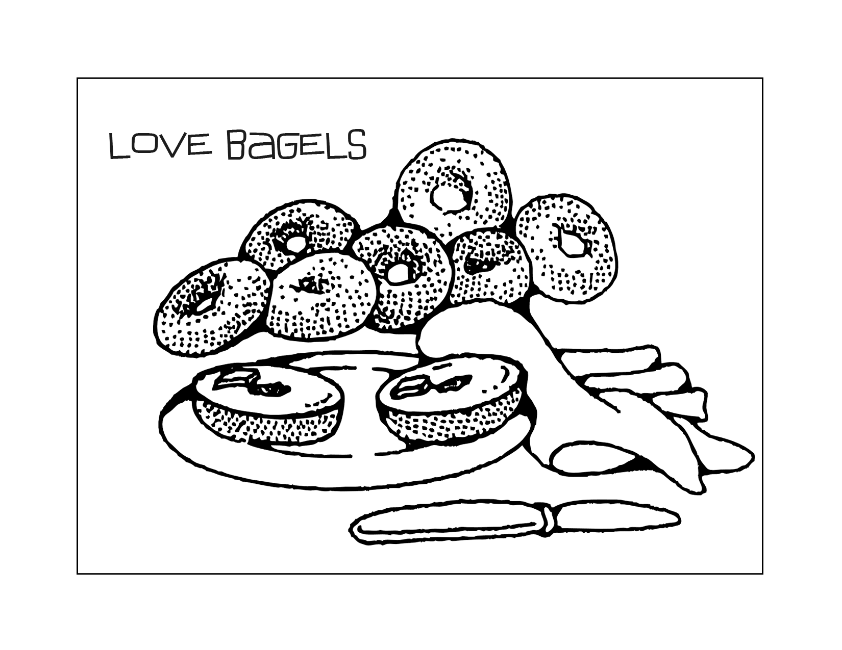 Love Bagels Coloring Page