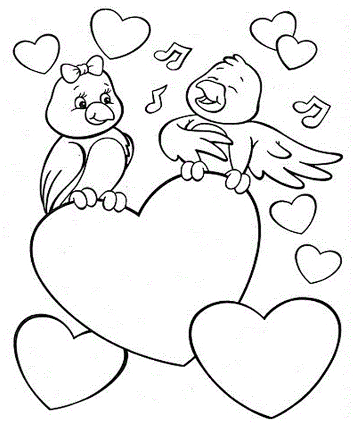 Love Birds - Valentines Day Coloring Pages
