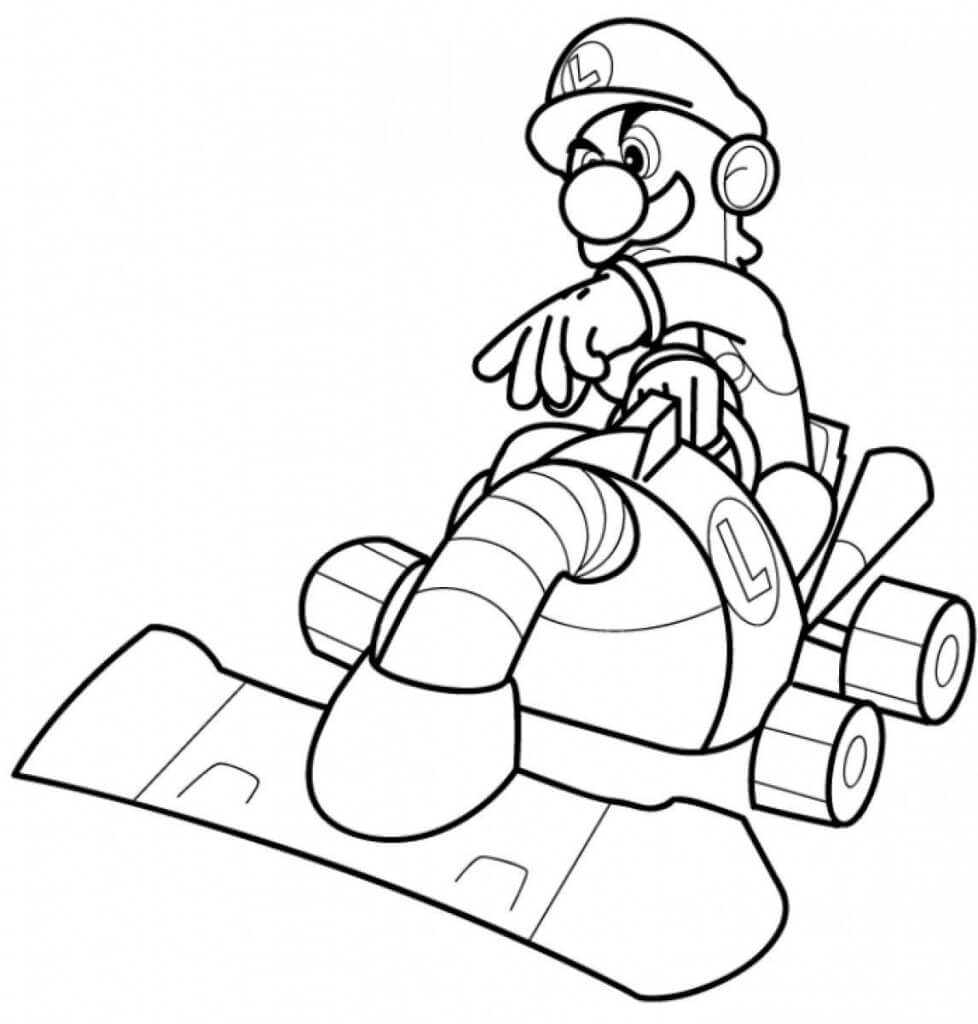 Luigi Mario Kart Coloring Page