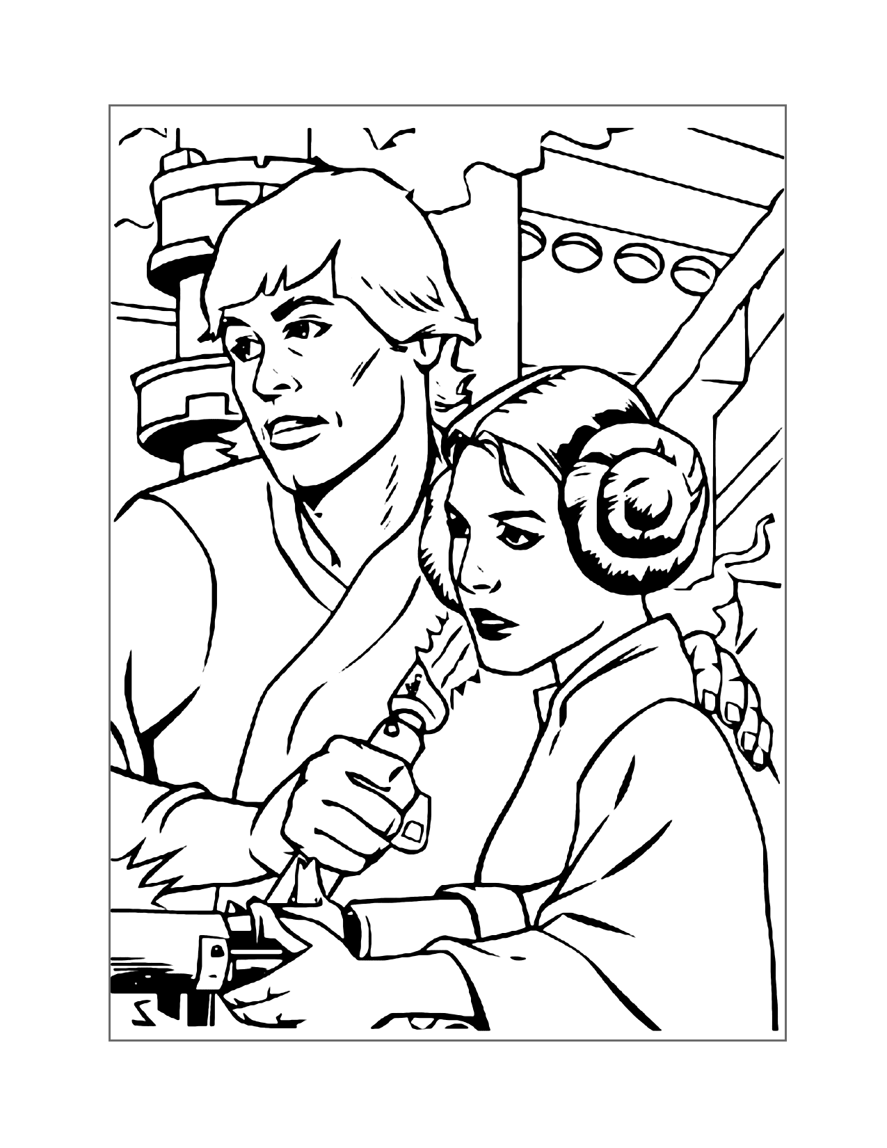 Luke And Leia Star Wars Coloring Page