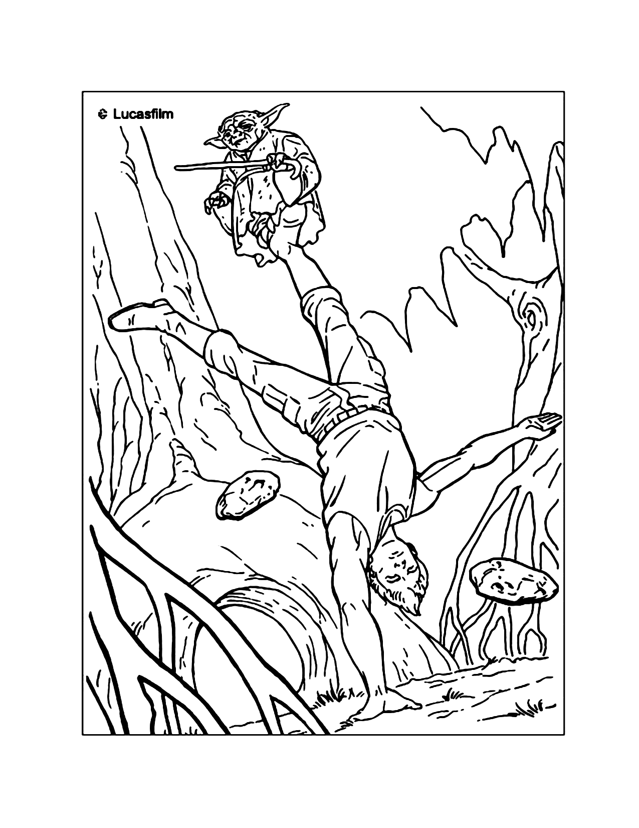 Luke In Training Star Wars Coloring Page