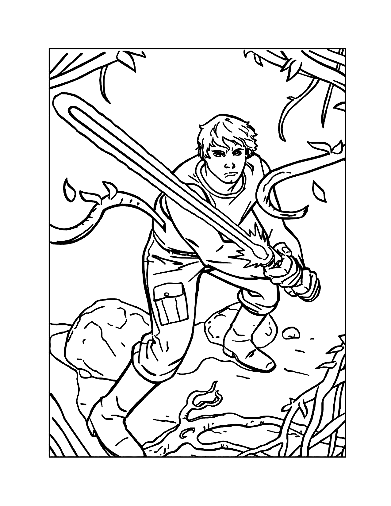 Luke In The Swamp Star Wars Coloring Page