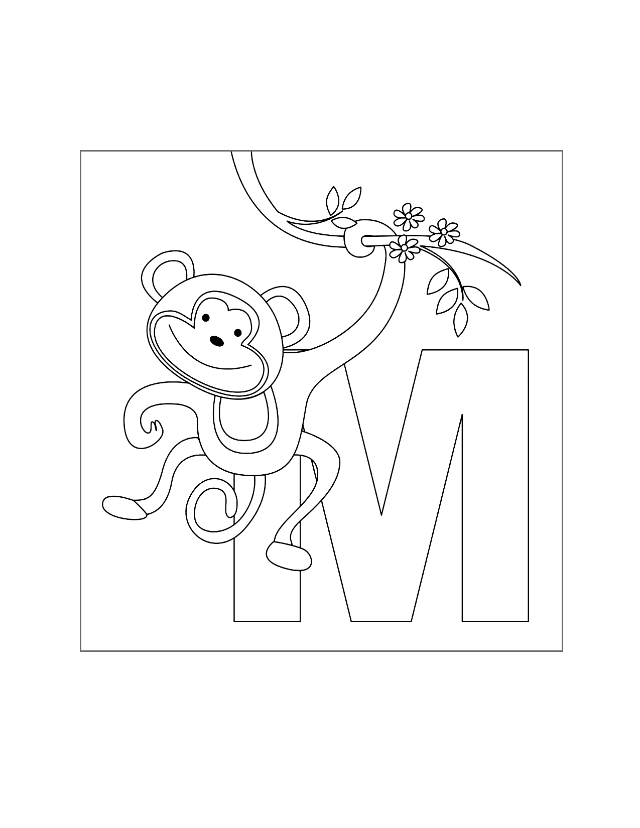 M For Monkey Coloring Page