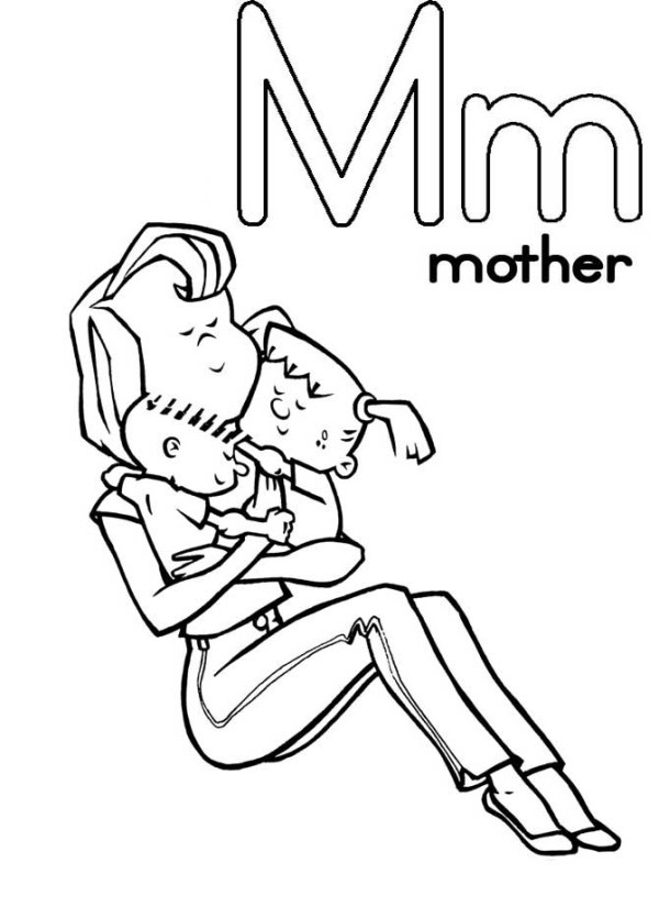 M is for Mother - Mothers Day Coloring Page