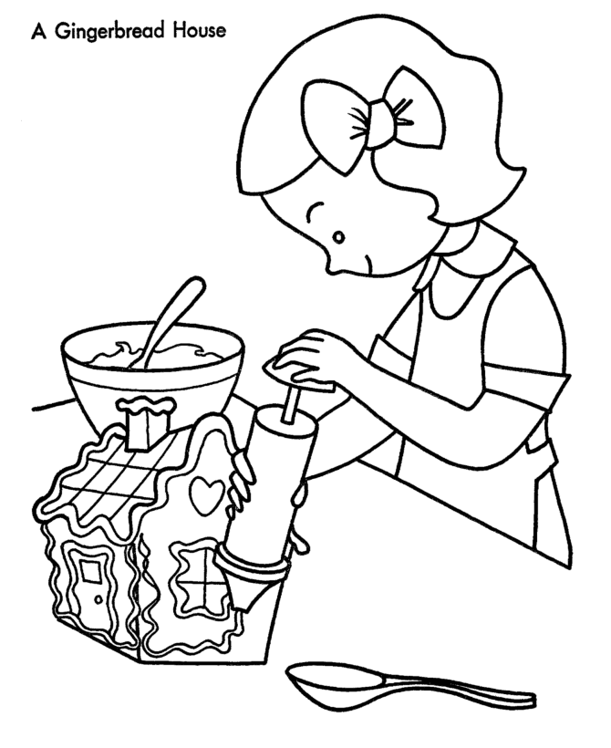 Making Gingerbread House Coloring Page