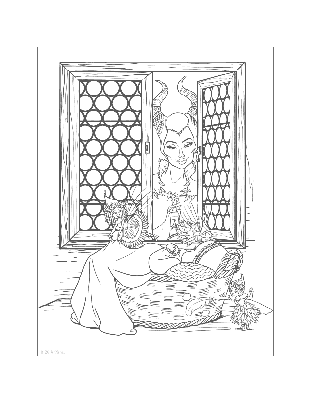 Maleficent Looks In On Aurora Coloring Page