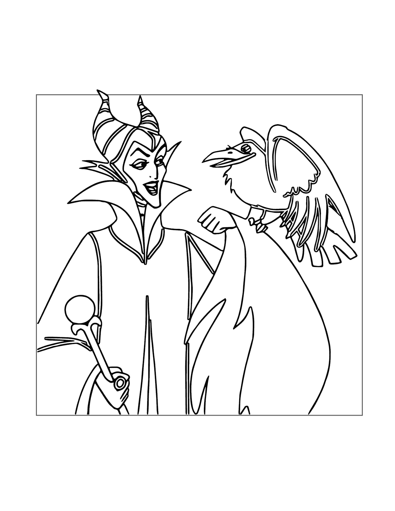 Maleficent And Diablo Coloring Page