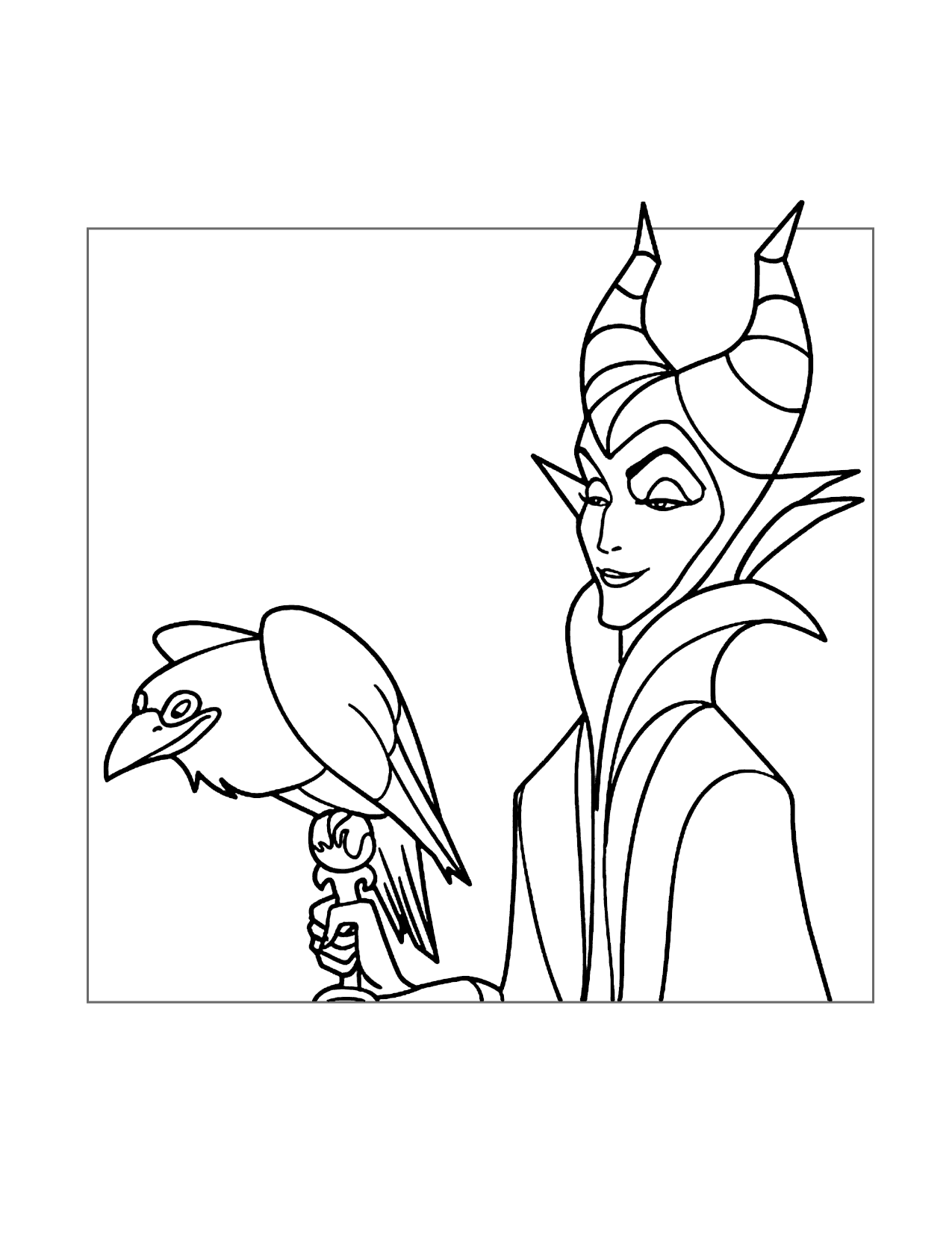 Maleficent And Diablo Coloring Page