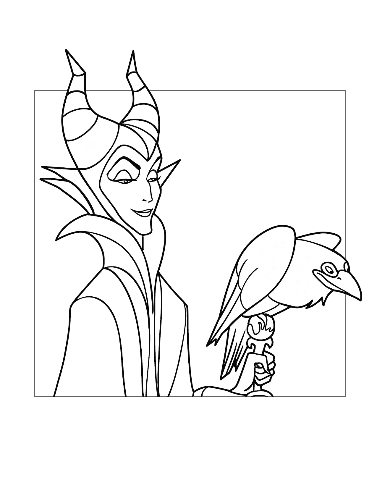 Maleficent And Her Raven Diablo Coloring Page
