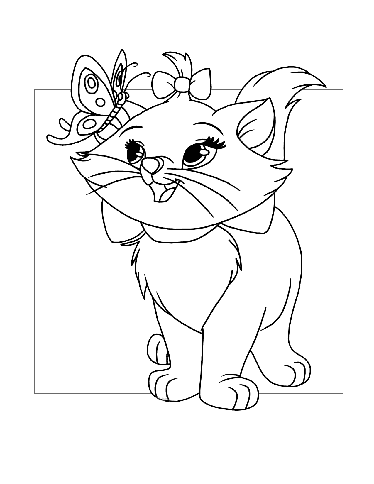 Marie Sees A Butterfly Coloring Page