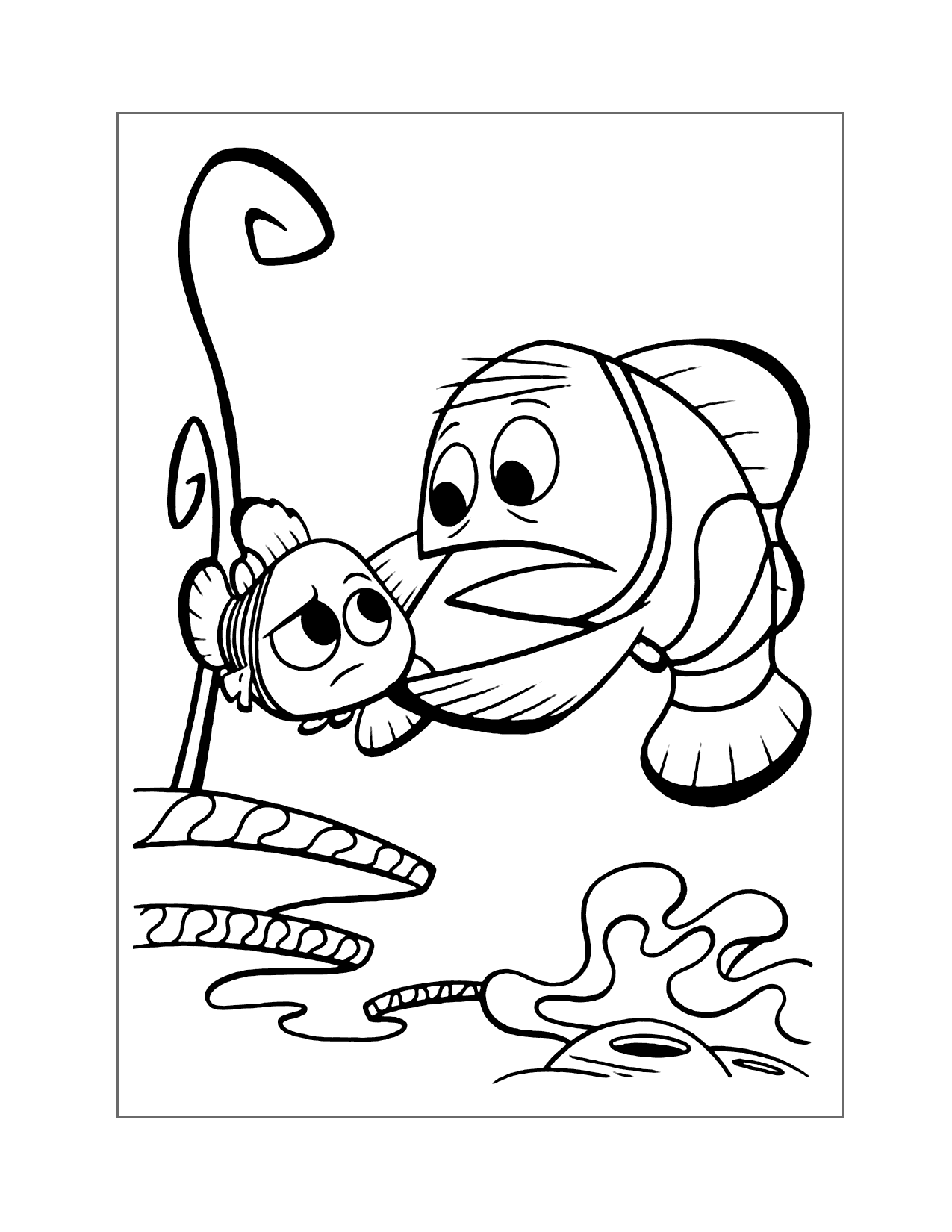 Marlin Worries About Nemo Coloring Page