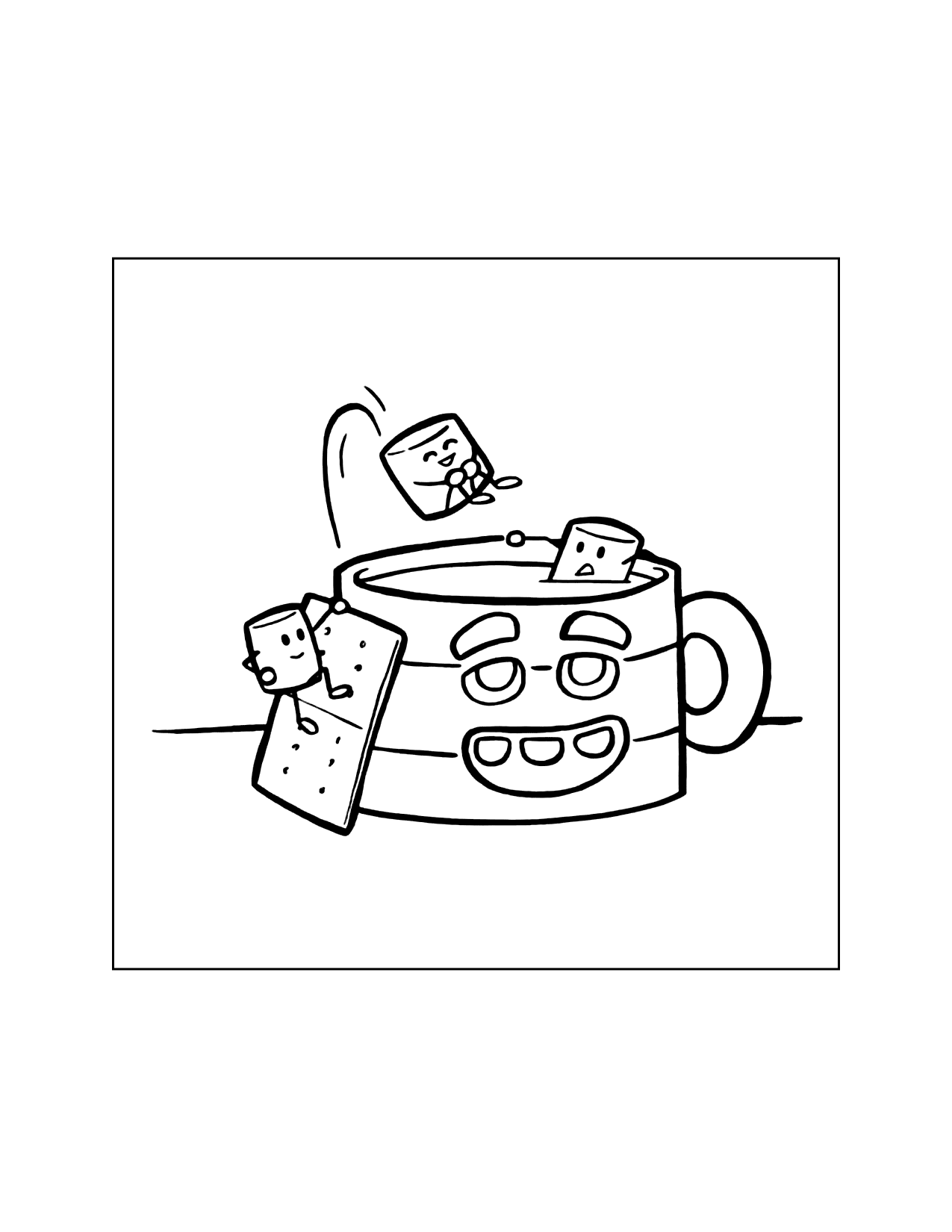 Marshmallows In Hot Chocolate Coloring Page