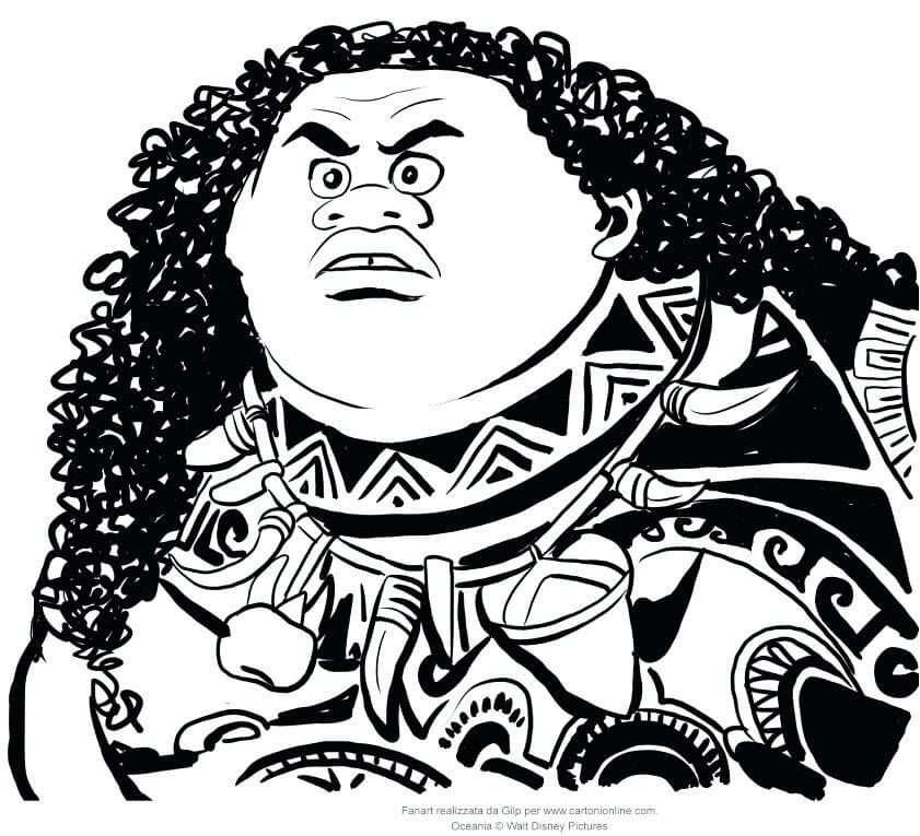 Maui Simple Moana Coloring Pages