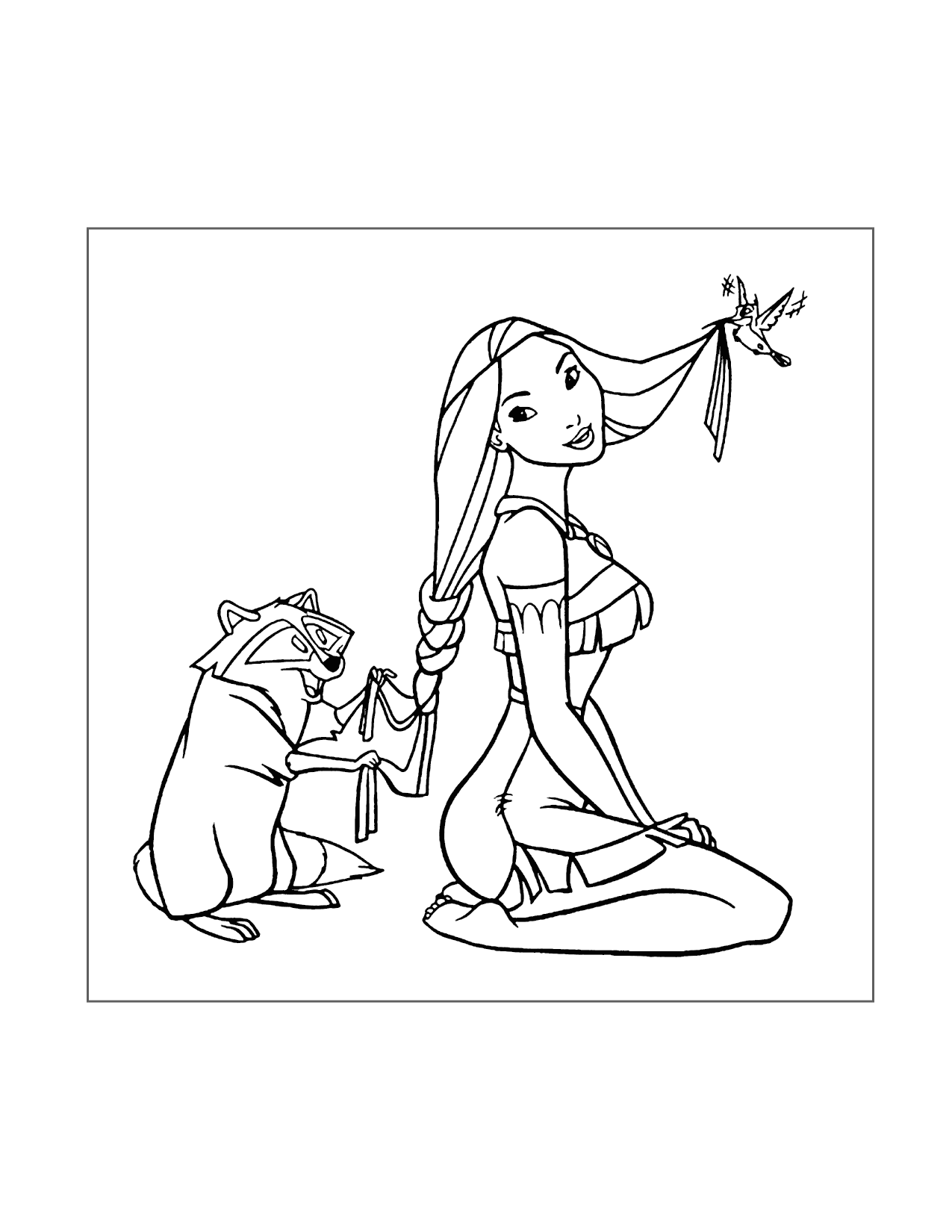 Meeko And Flit Help Pocahontas Coloring Page
