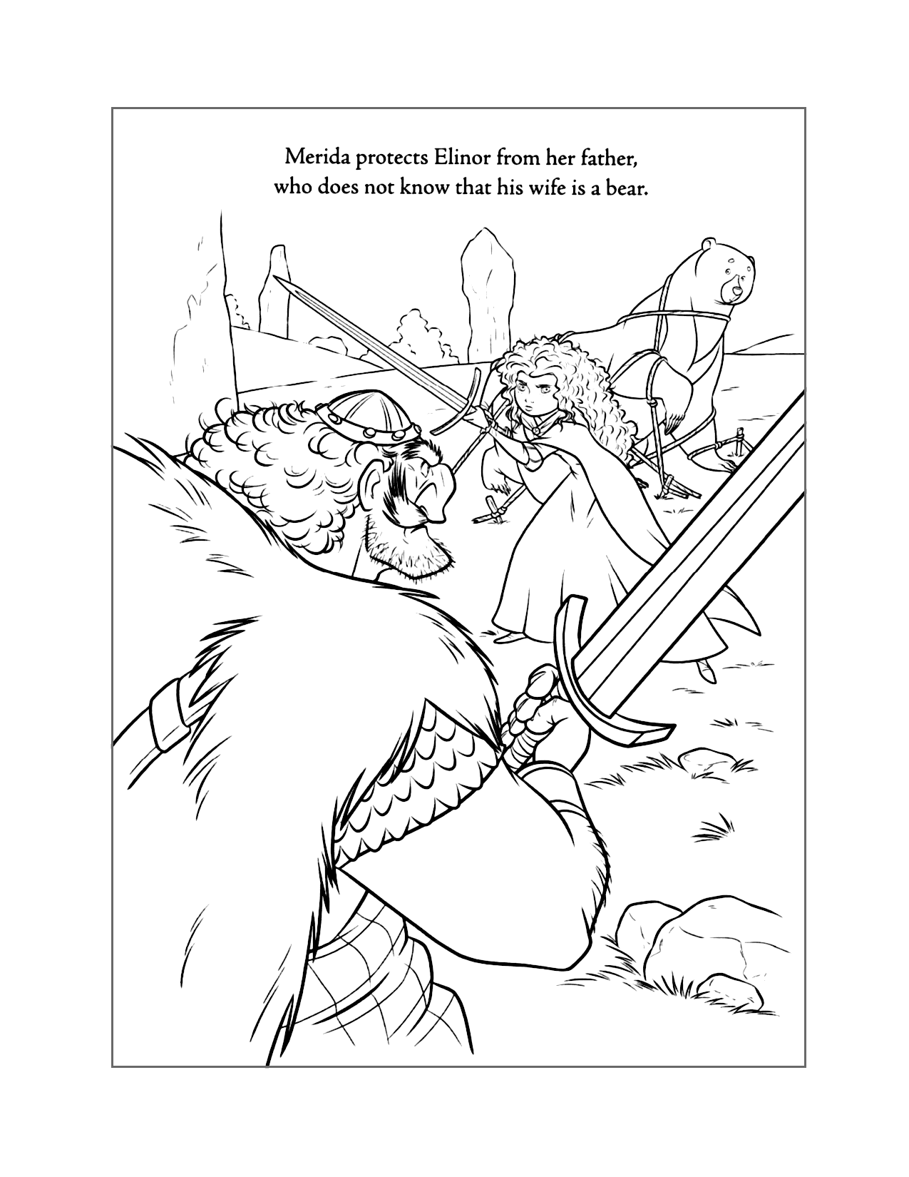 Merida Protects Mother Brave Coloring Page