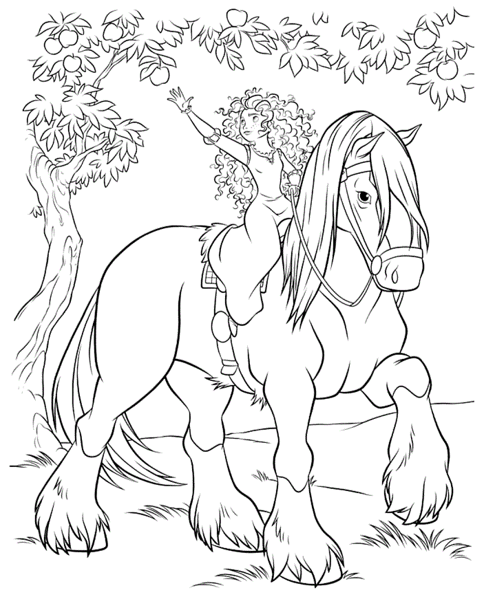 Merida and Horse Coloring Page