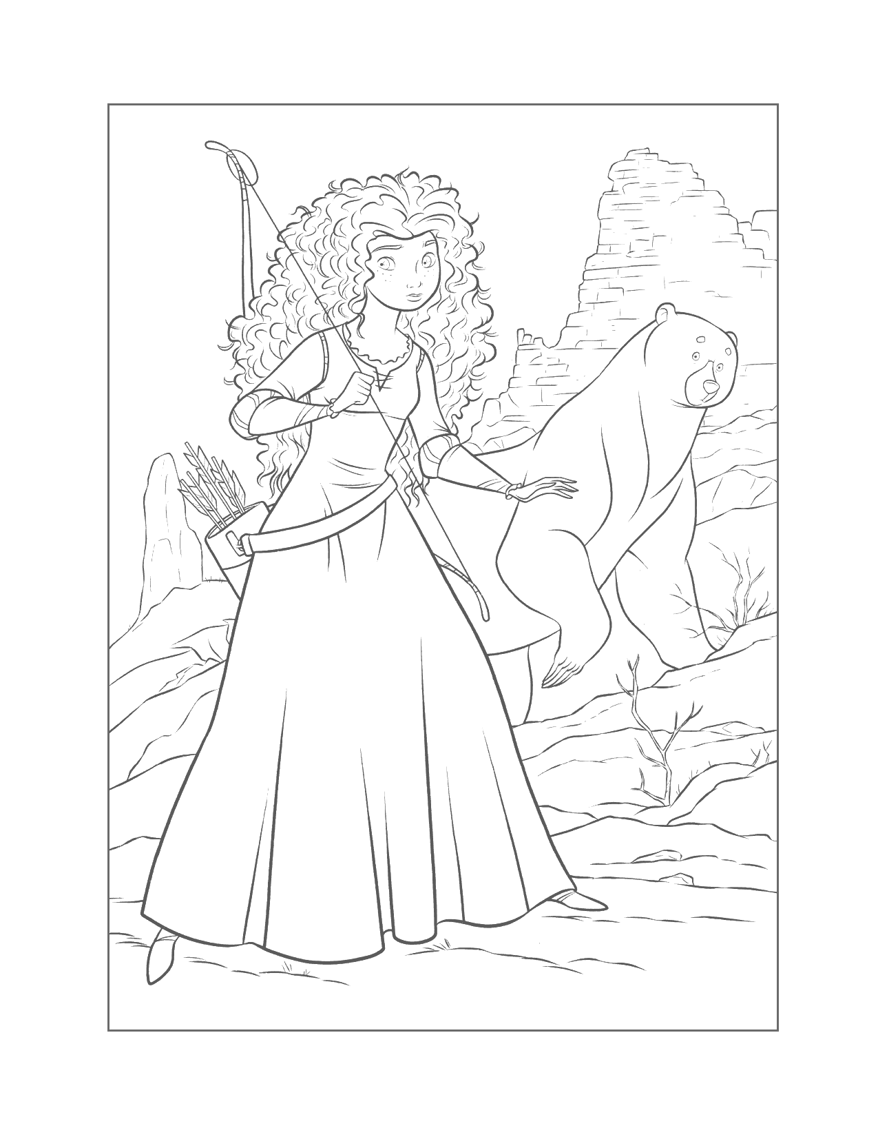 Merida And Mother Bear Brave Coloring Pages