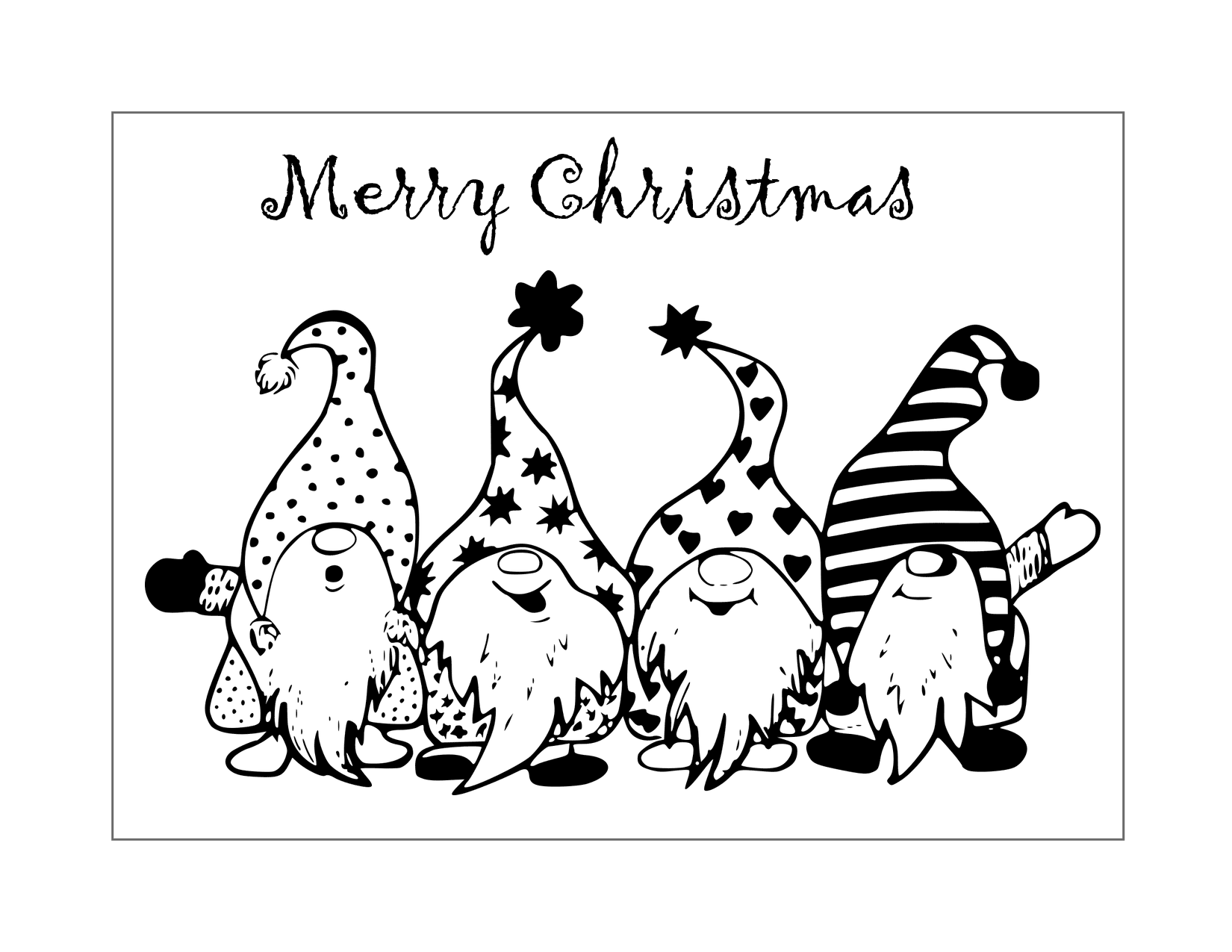 Merry Christmas Gnomes Coloring Page
