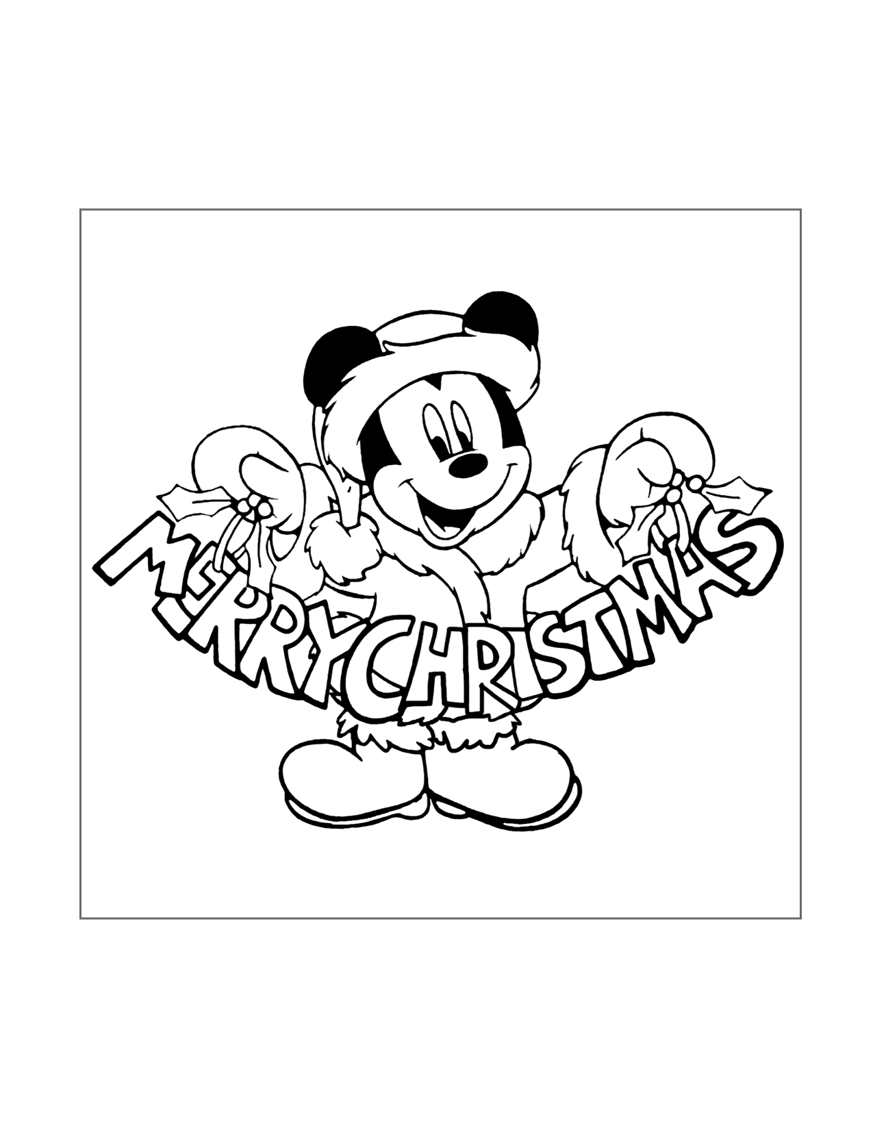 Merry Christmas Mickey Mouse Coloring Page