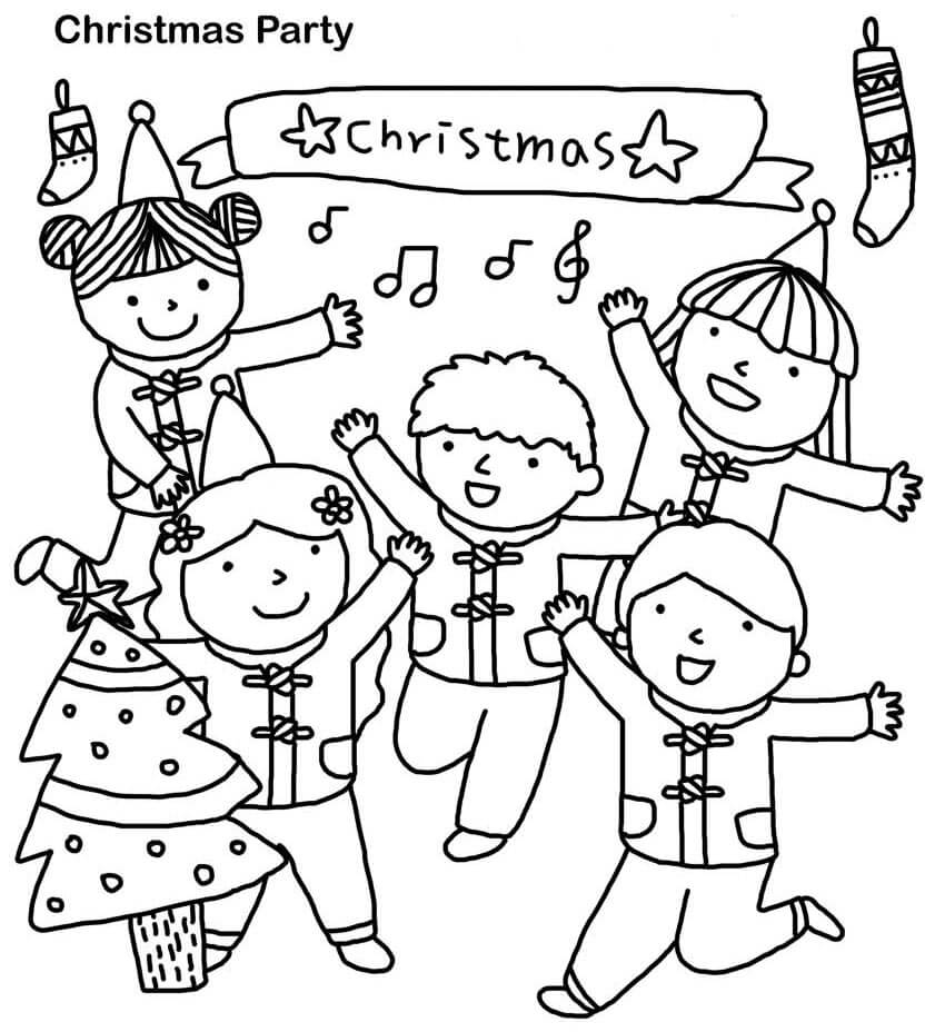 Merry Christmas Party Coloring Page