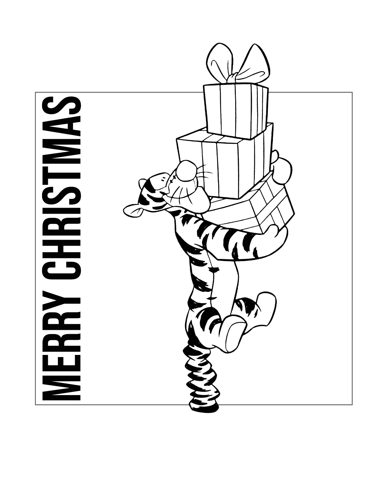 Merry Christmas Tigger Coloring Page