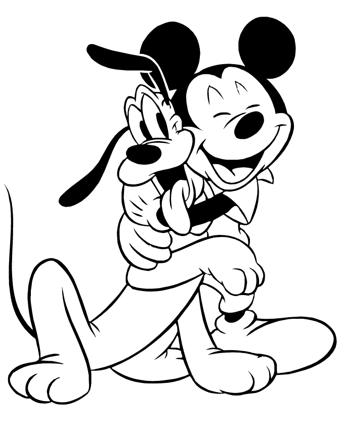 Mickey Loves Pluto Coloring Pages