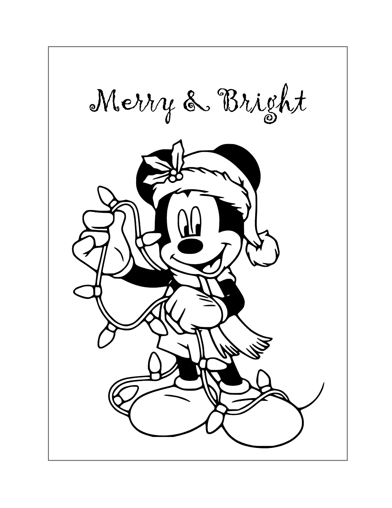 Mickey Mouse Christmas Lights Coloring Page