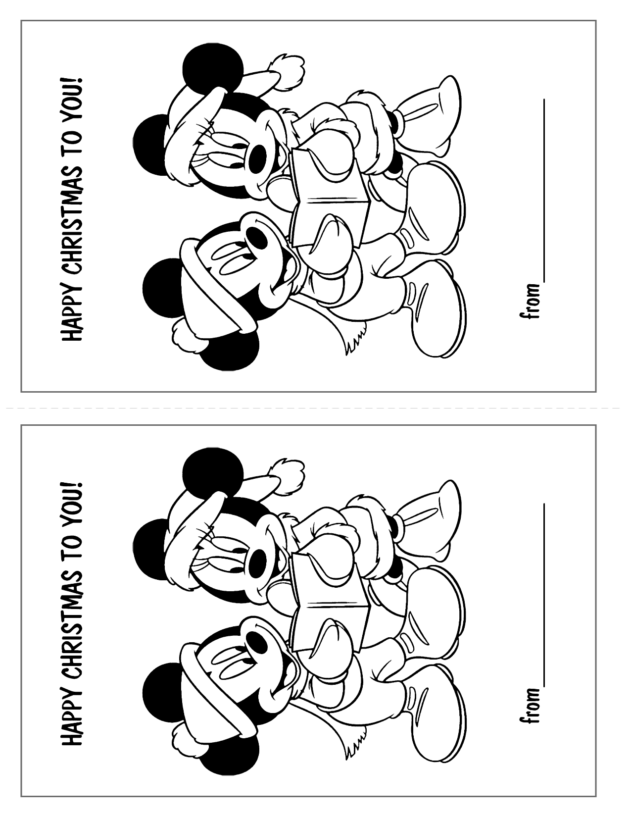 Mickey Mouse Coloring Christmas Card Print And Cut
