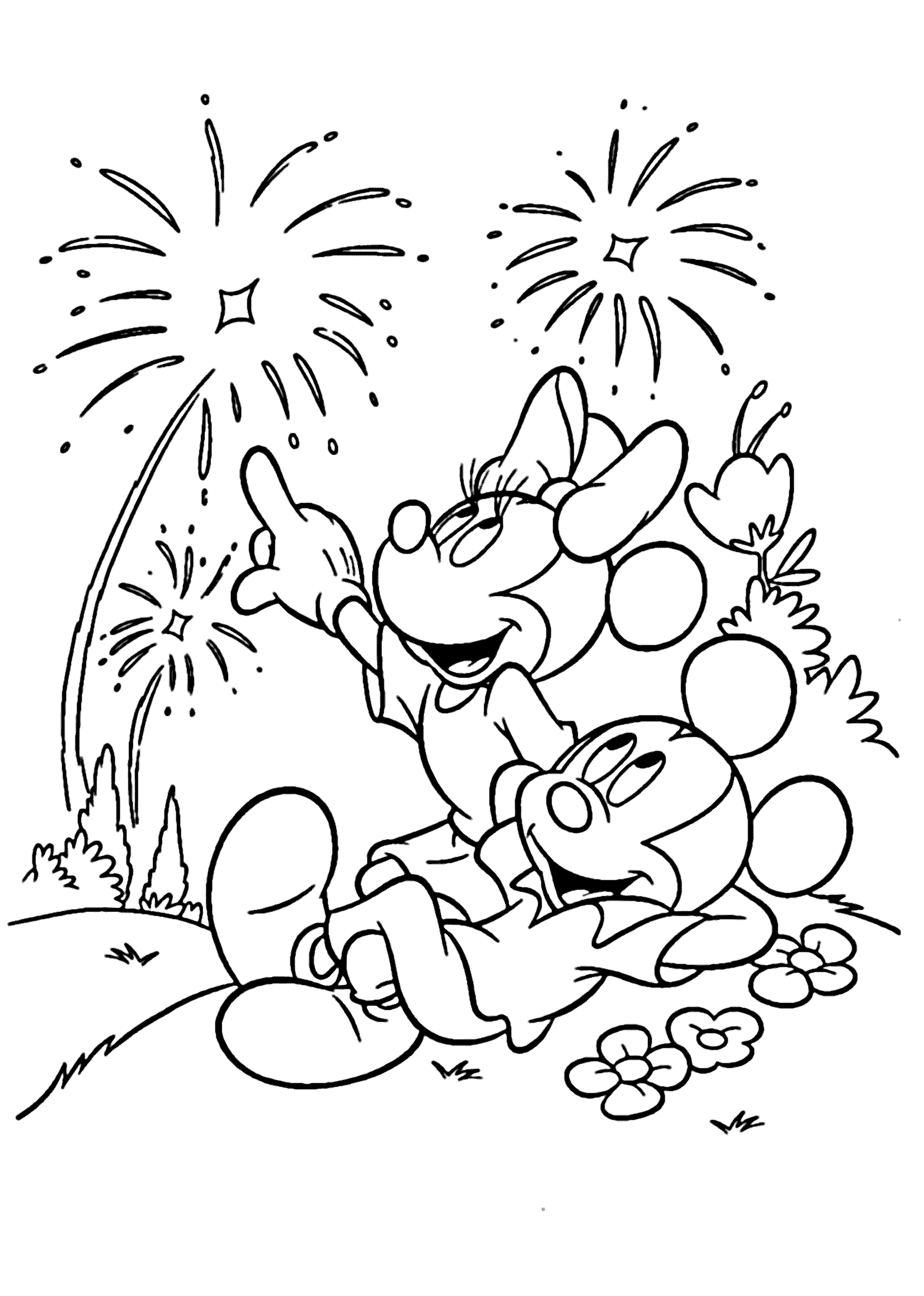 Mickey Mouse Fireworks Coloring Pages